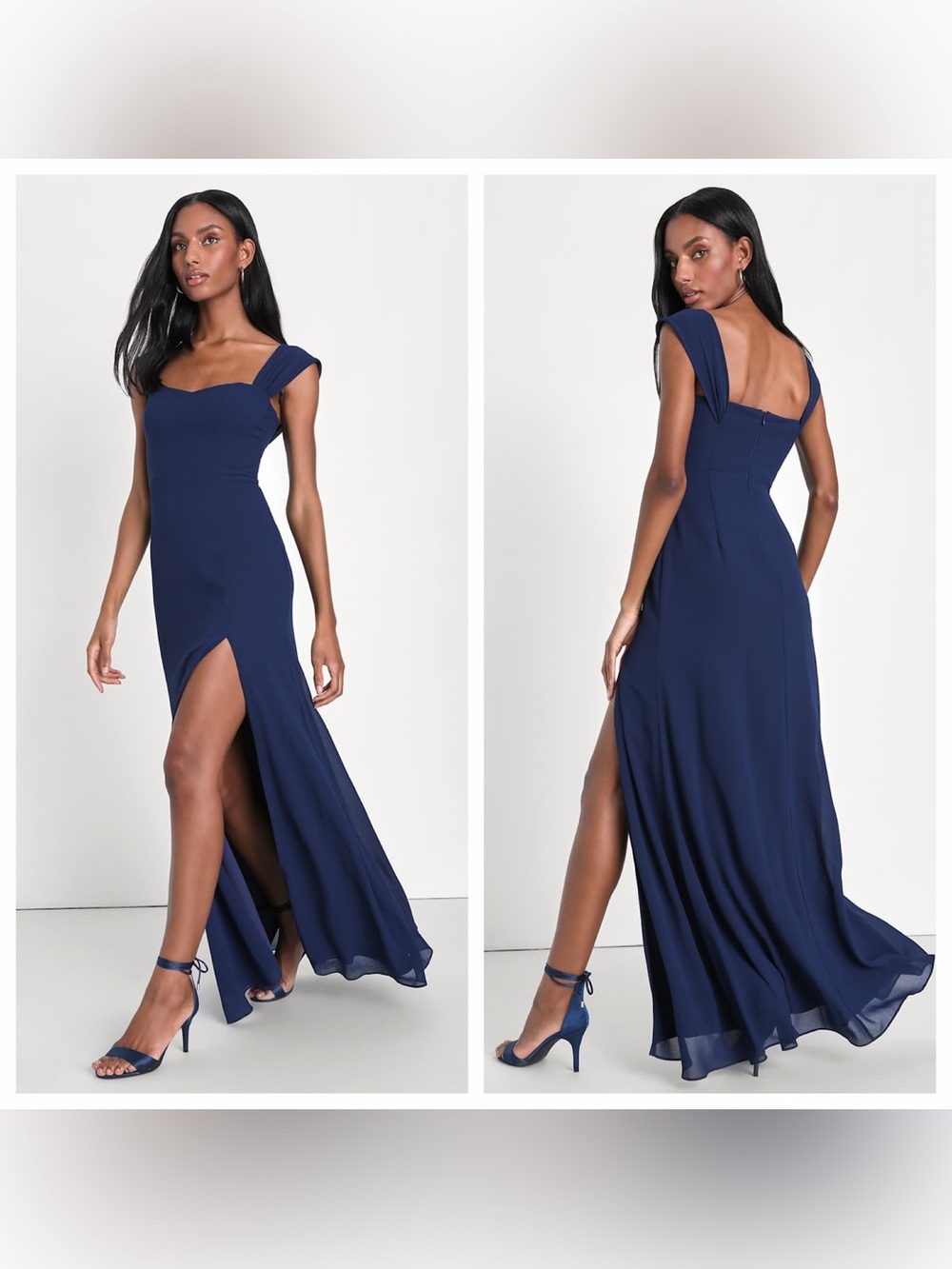 Lulus Magical Magnetism Navy Blue Off-the-Shoulder Maxi
Dress